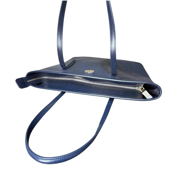 Lacoste Chantago Navy Blue Tote Bag in Piqué Leather - Picture 6 of 13
